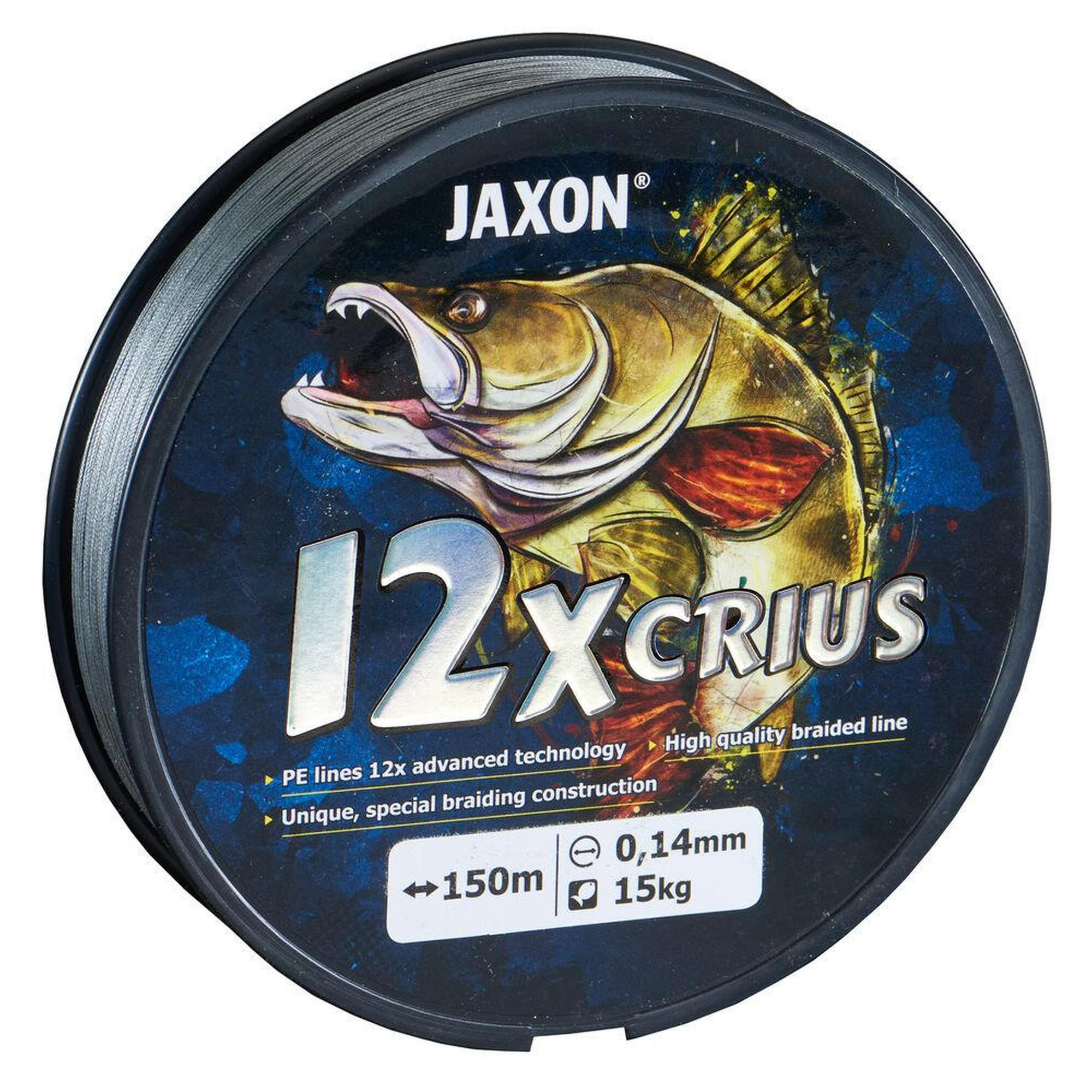 15102024670e0ad3596dc.jpeg Plecionka Jaxon Crius 12X 0,14mm 150m 15kg szara - obrazek 1