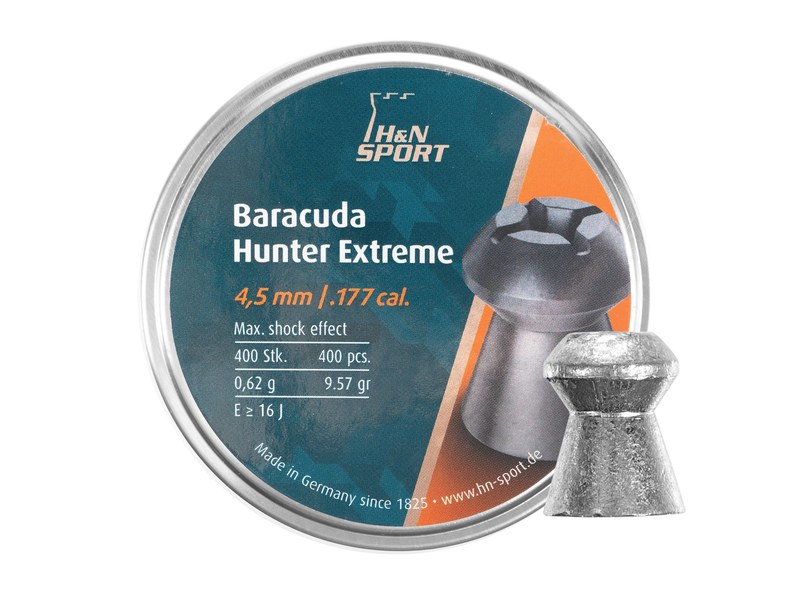 231220246769260c9f86e.jpeg Śrut 4,5 mm diabolo H&N Baracuda Hunter Extreme 400 szt. z otworem (92164500003/400) - obrazek 1