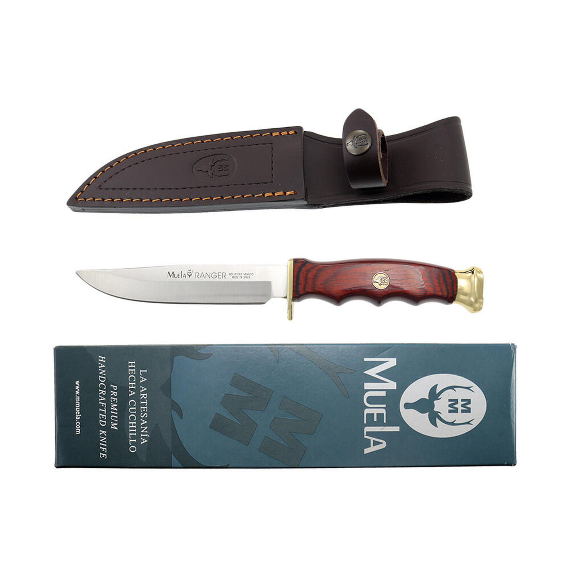 Nóż myśliwski Pakkawood 120 mm ze skórzaną pochwą