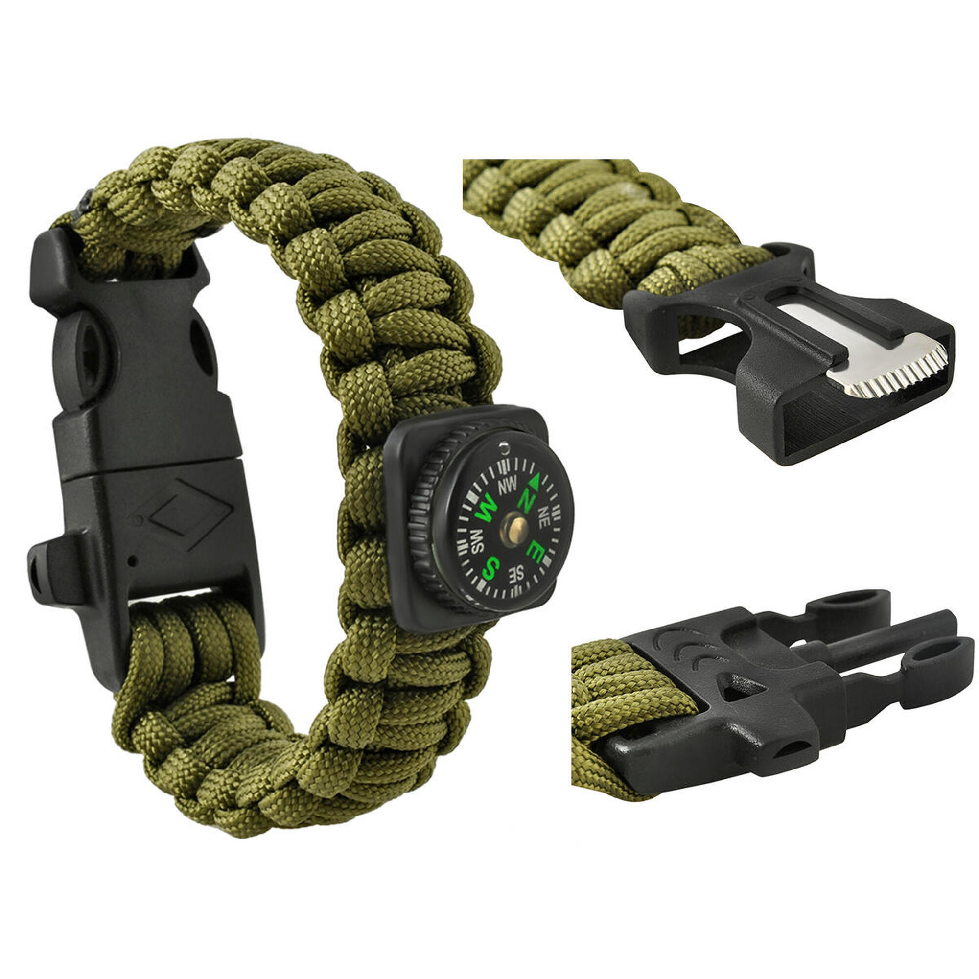 Bransoletka Survival 5w1 Zestaw Opaska Kompas Krzesiwo Nóż Linka Paracord