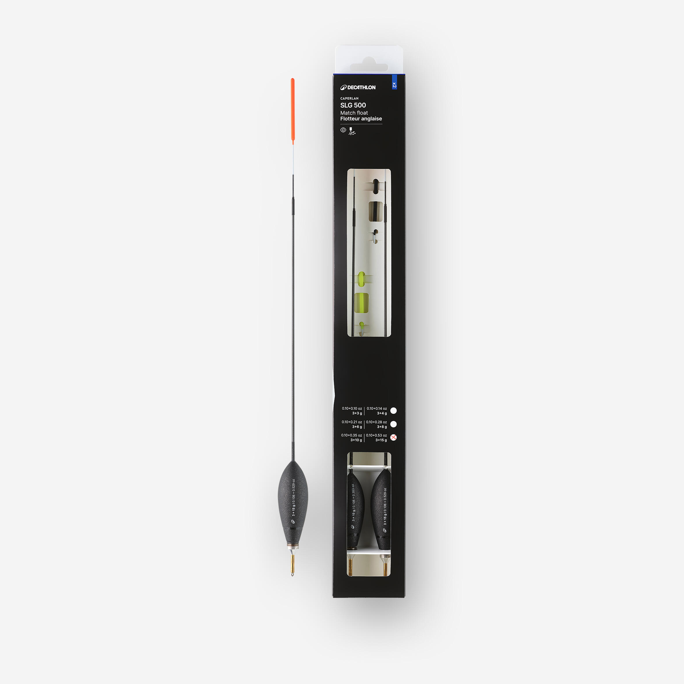 Zestaw 2 spławików przelotowych Caperlan F 500 SLG 3+10 3+15g