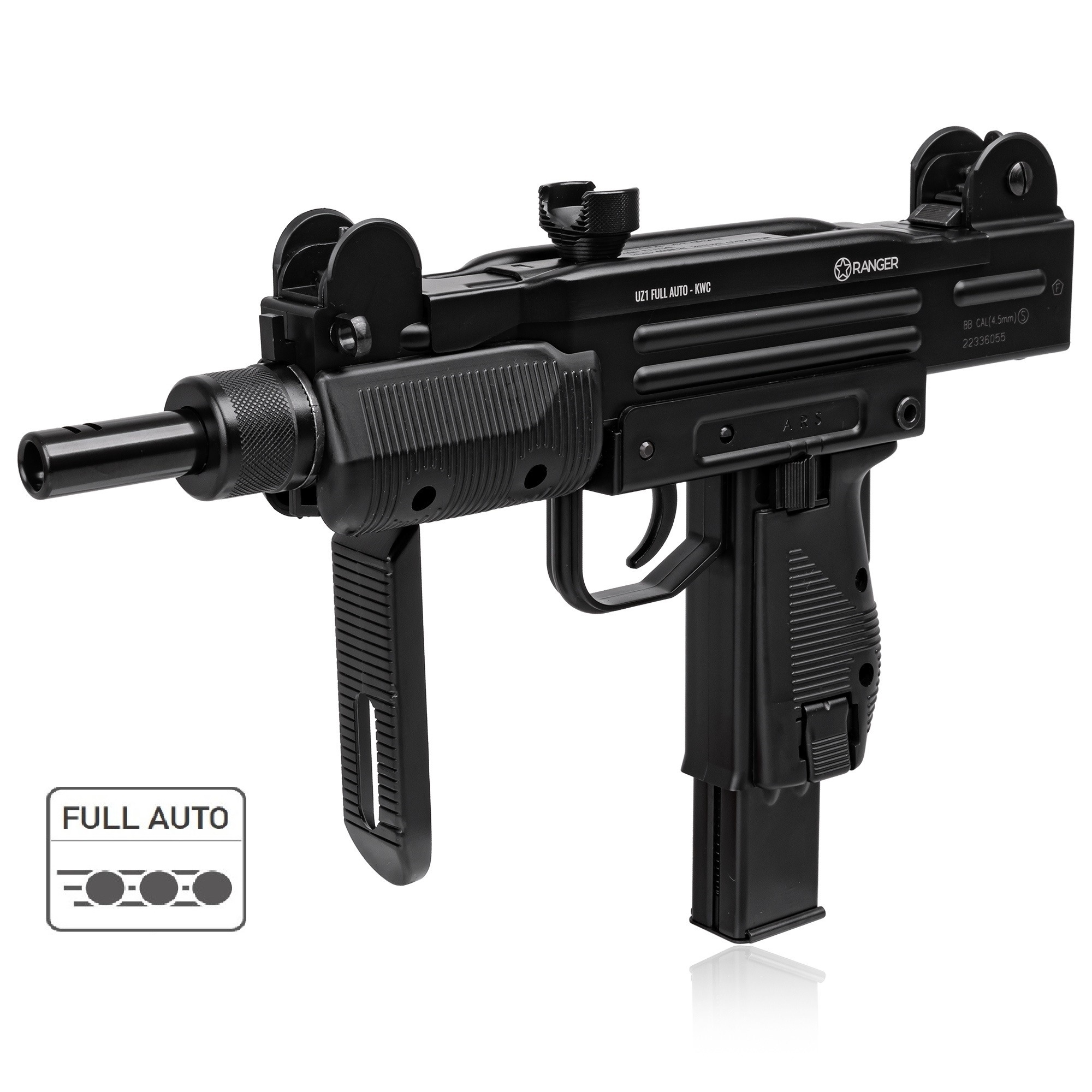 Pistolet maszynowy wiatrówka RANGER UZ1 FULL AUTO BLOWBACK kal.4,5BBs 25-strz. METAL KWC (AAKCMF070AZB)