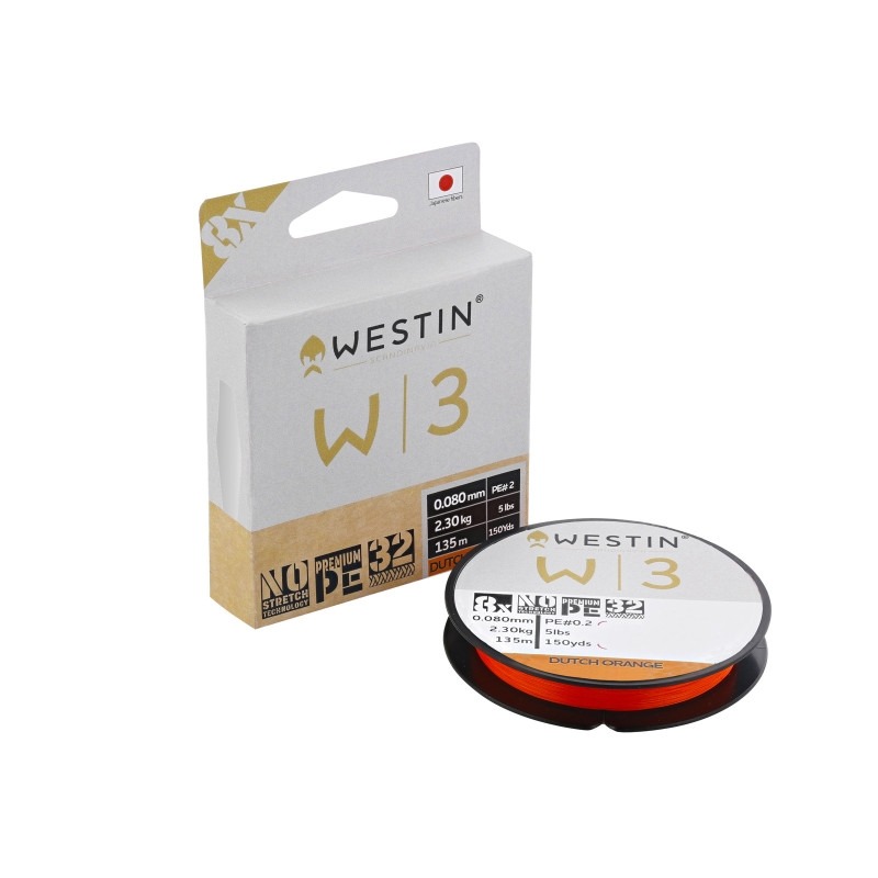 W3 8-BRAID DUTCH ORANGE 0,08MM 135M/150YDS 3KG 7LBS PE 0.2