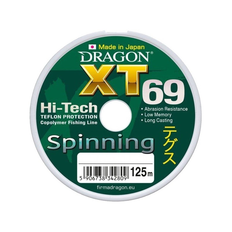 Żyłka Dragon Xt69 PRO SPINNING 125m 0,25mm/7,65kg szarozielona