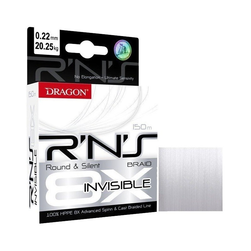 Plecionka DRAGON R'N'S 8X INVISIBLE 150 m 0.08 mm/5.90 kg przeźroczysta