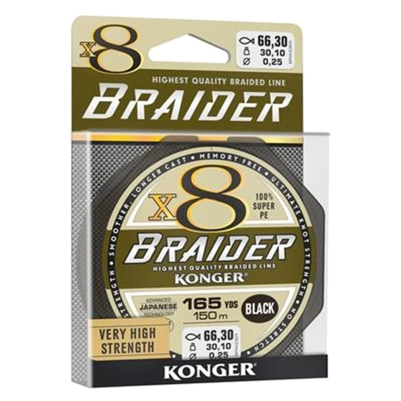 PLECIONKA KONGER X8BRAIDER BLACK 150M 0.25MM