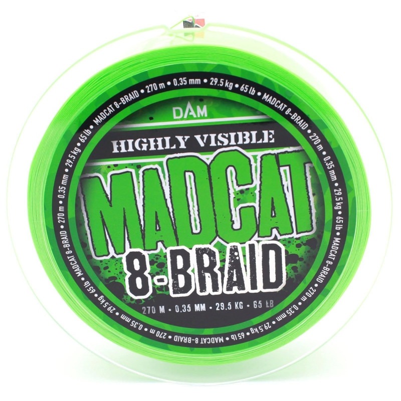 Plecionka Madcat 8-Braid 270M 0.35MM 29.5KG 65LBS HI VIS YELLOW