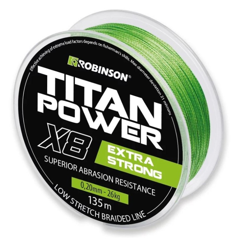 Plecionka Titan Power X8 0,20mm, 135m, zielona