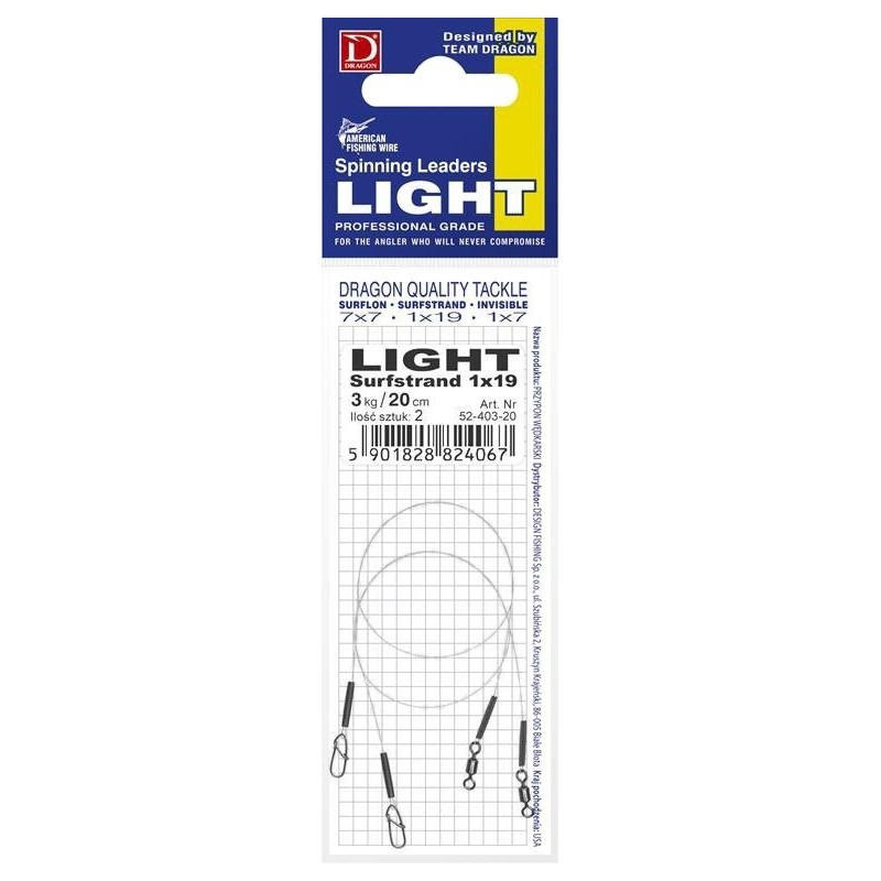 240420256809f0a9dfa60.jpeg Przypon Dragon 1X19 SURFLON LIGHT 35CM 3KG 52-203-35 - obrazek 1