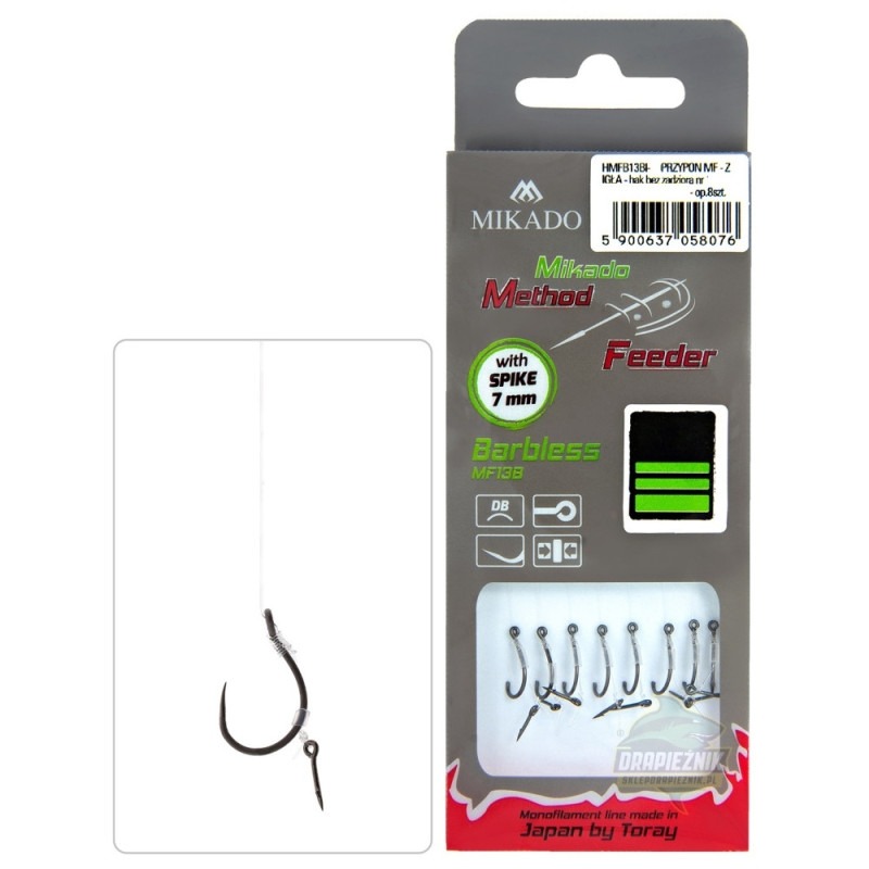 PRZYPON MF - Z IGŁĄ - hak bez zadziora nr 6 / żyłka: 0.25mm/10cm - op.8szt.