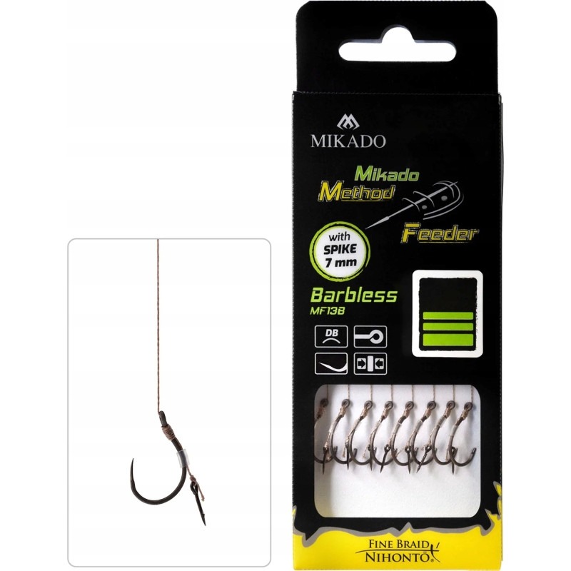 Przypon MF z igłą, hak bez zadziora nr 6, plecionka 0.16mm/10cm, 8 szt.