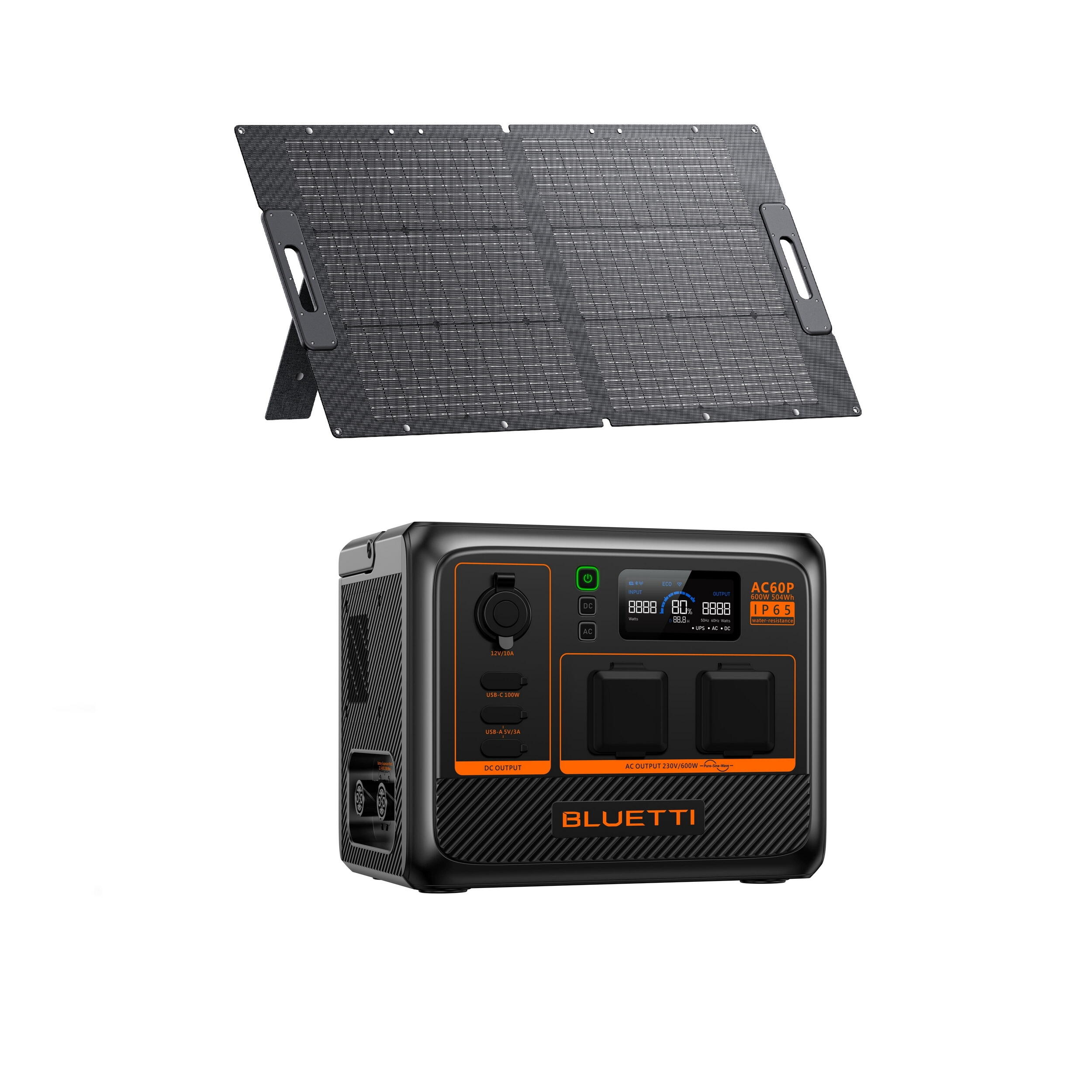 Zestaw Przenośnej stacji zasilania z panelem słonecznym BLUETTI AC60P 120 W