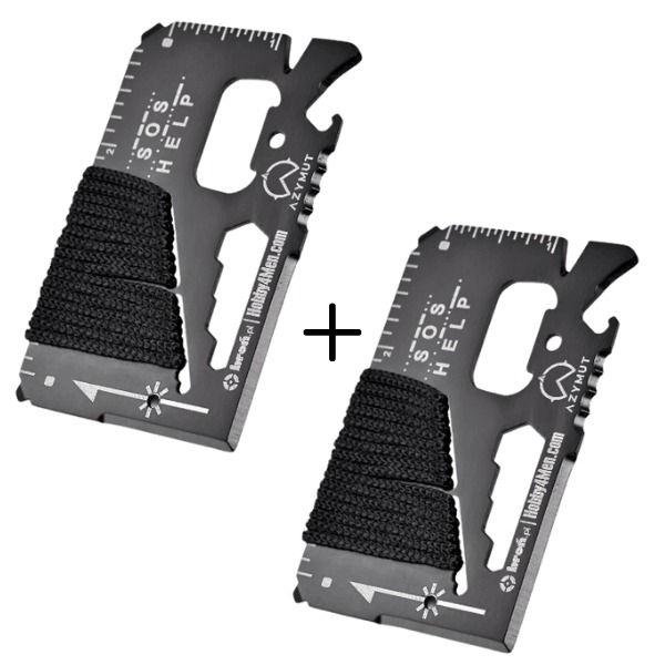 2x Multitool AZYMUT TOOL CARD karta wielofunkcyjna - 13 narzędzi + etui, 85/53 mm (H-O200930TC)