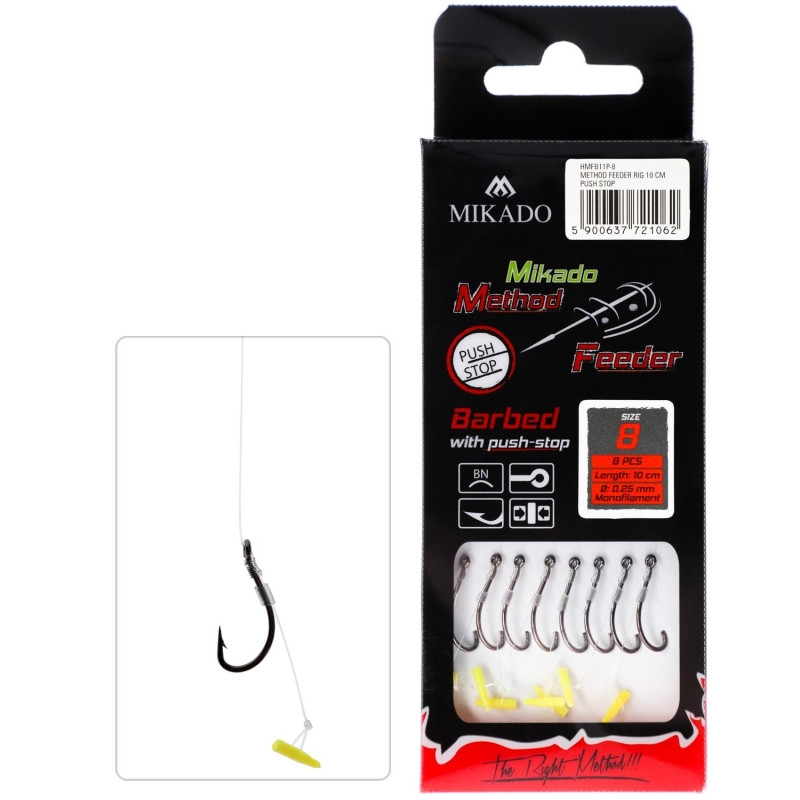 Haczyki Mikado Do METODY 10cm PUSH STOP-haczyk z zadziorem 8/0,25mm 8szt