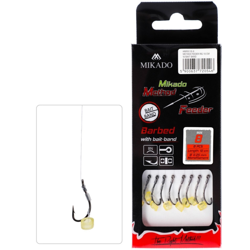 Haczyki Mikado Do METODY 10cm Z GUMKĄ-haczyk z zadziorem10/0,23mm 8szt