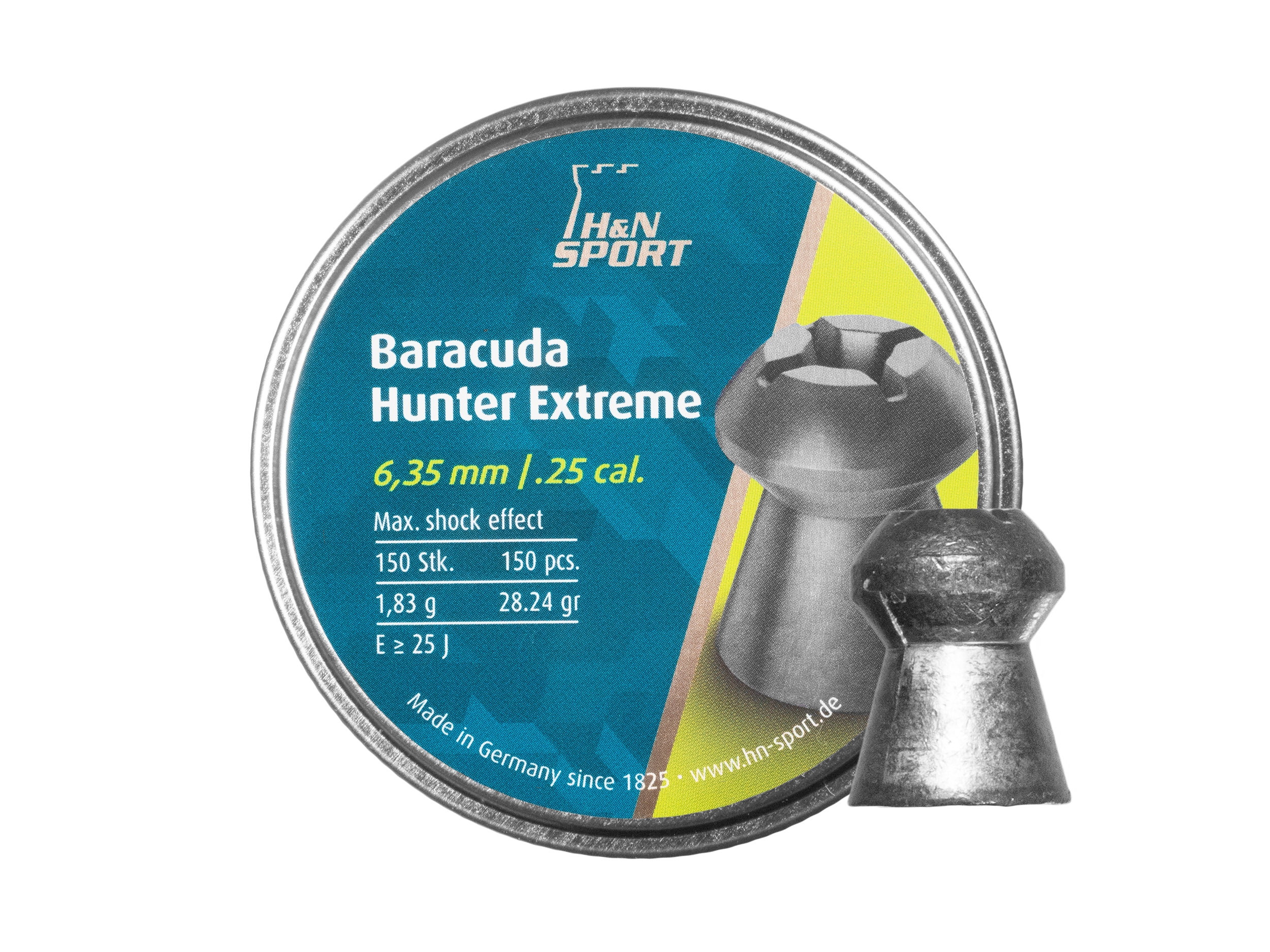 19072025687b479381db0.jpeg Śrut 6,35 mm diabolo H&N Baracuda Hunter Extreme 150 z otworem (92166350001) - obrazek 1