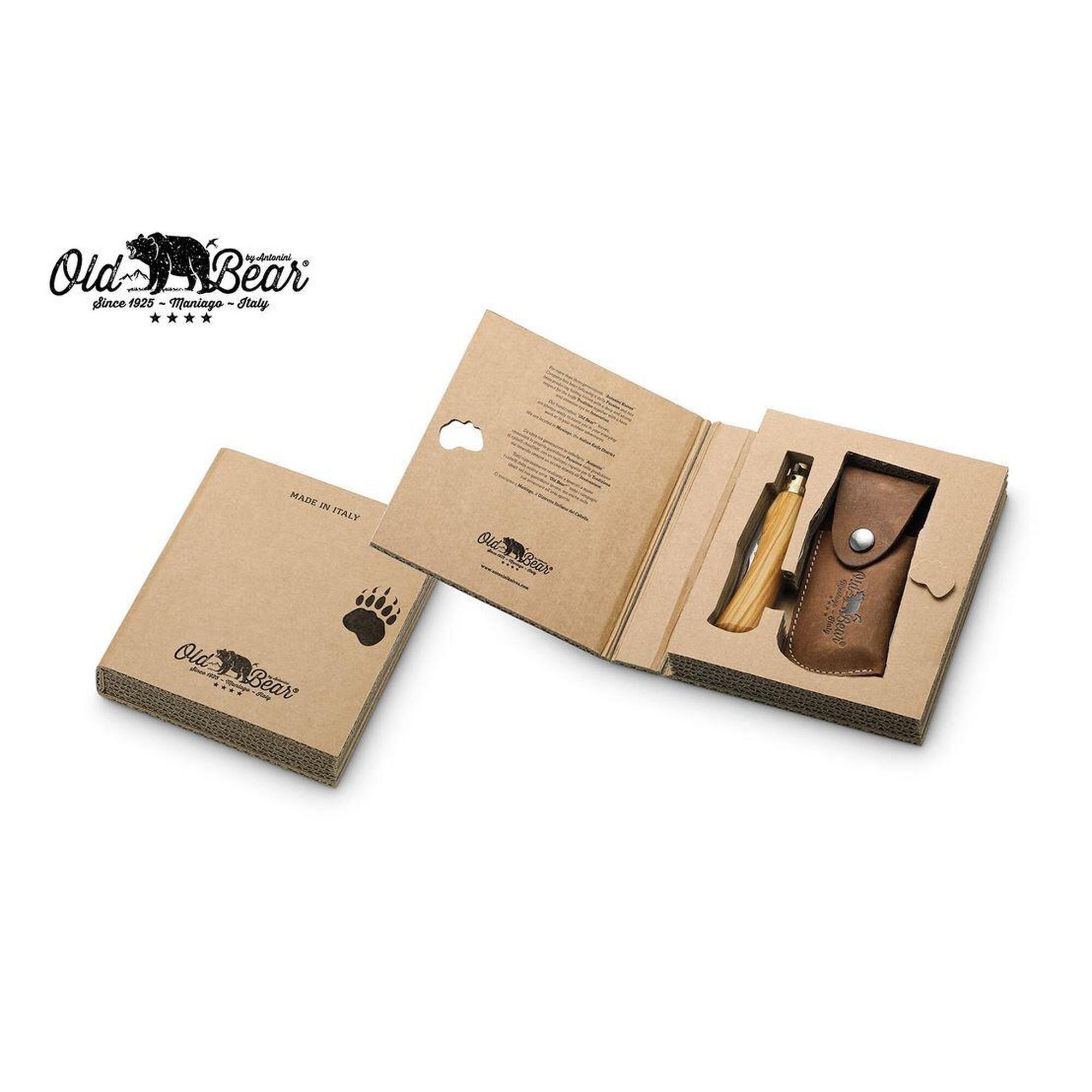 Nóż składany Antonini Old Bear Olive M z etui w pudełku prezentowym