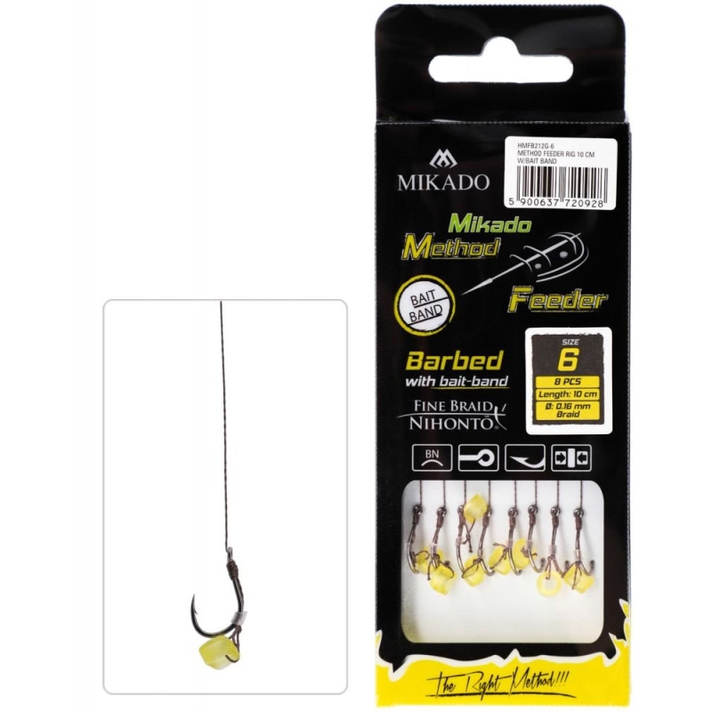 02082025688e6be06797b.jpeg Przypon Method Feeder z gumką, hak 6, plecionka 0.16mm/10cm, 8szt. - obrazek 1
