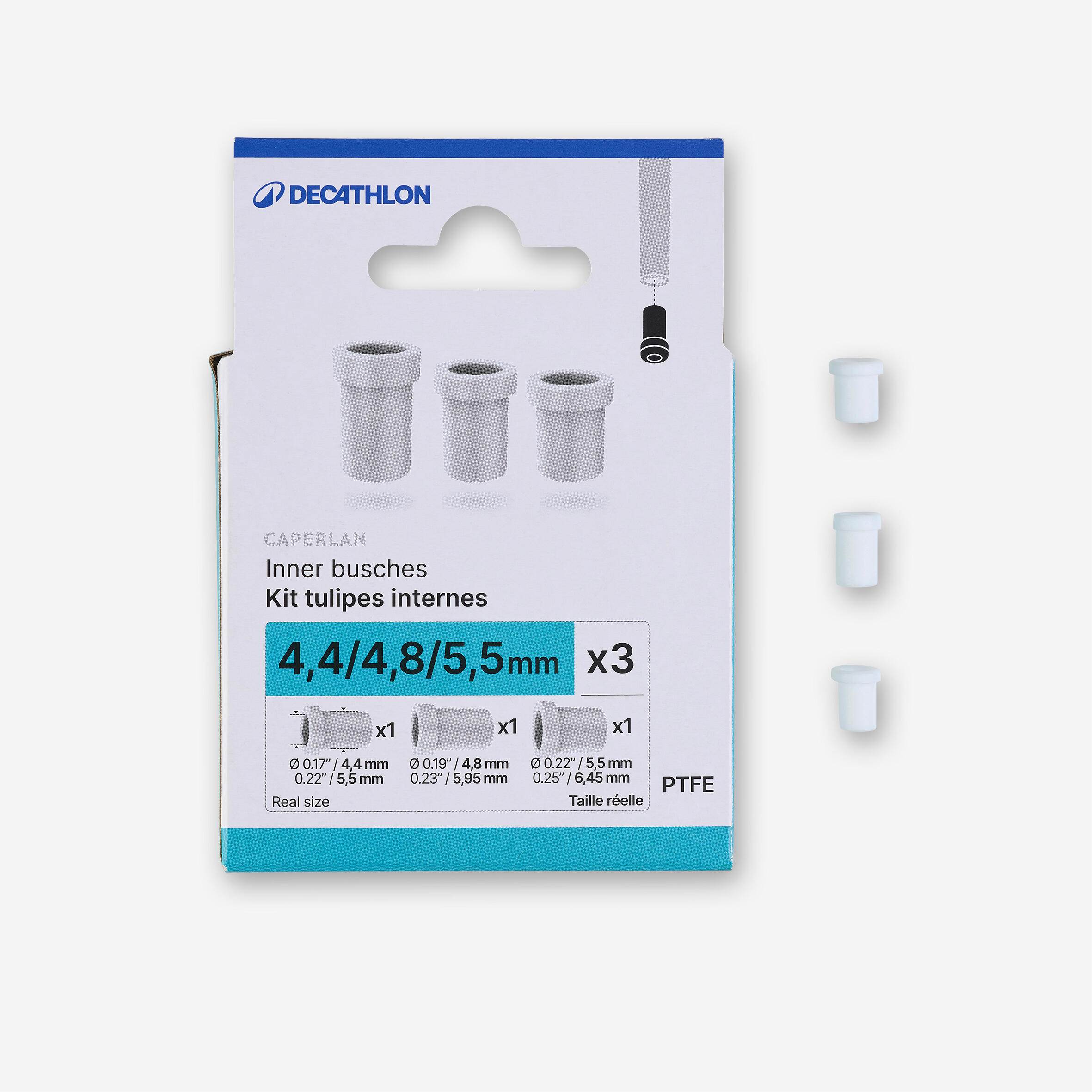 Zestaw 3 tulejek teflonowych wewnętrznych 4,4/4,8/5,5 mm