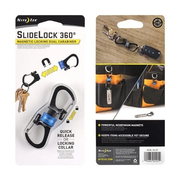 Karabińczyk SlideLock 360° Magnetic Locking Dual Carabiner - Niebieski - MSBL-03-R7 - Nite Ize