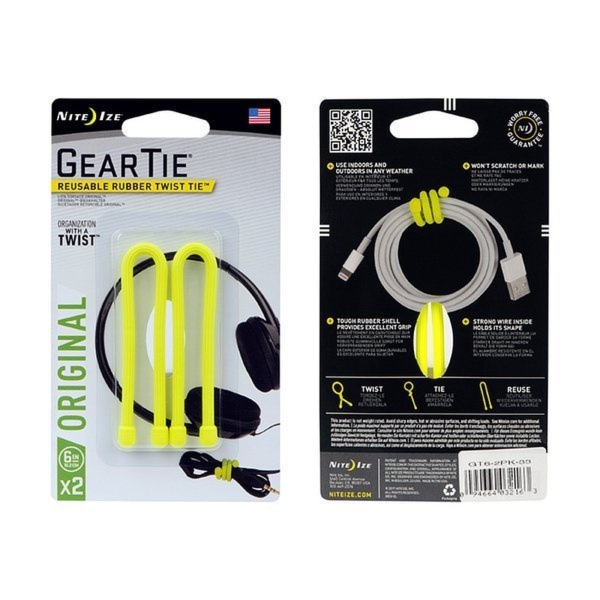 Elastyczny trok Gear Tie 6'' - 2Pack - Neon Yellow - GT6-2PK-33 - Nite Ize