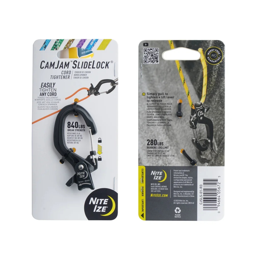 Klamra CamJam z karabińczykiem SlideLock - Aluminium - Mały - Czarna - CJSLS-01-R3 - Nite Ize