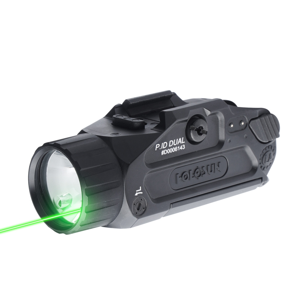Latarka na broń HOLOSUN P.ID Dual - 17 000 cd - IR/Zielony laser - Czarna