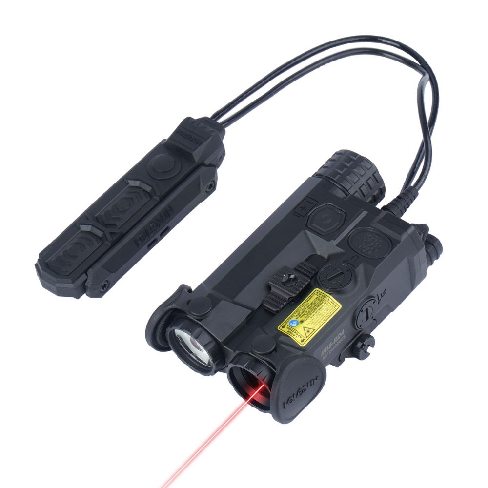 Celownik laserowy HOLOSUN Iris z latarką - Aluminium - Czerwony - IR - Czarny - IRIS-RD4