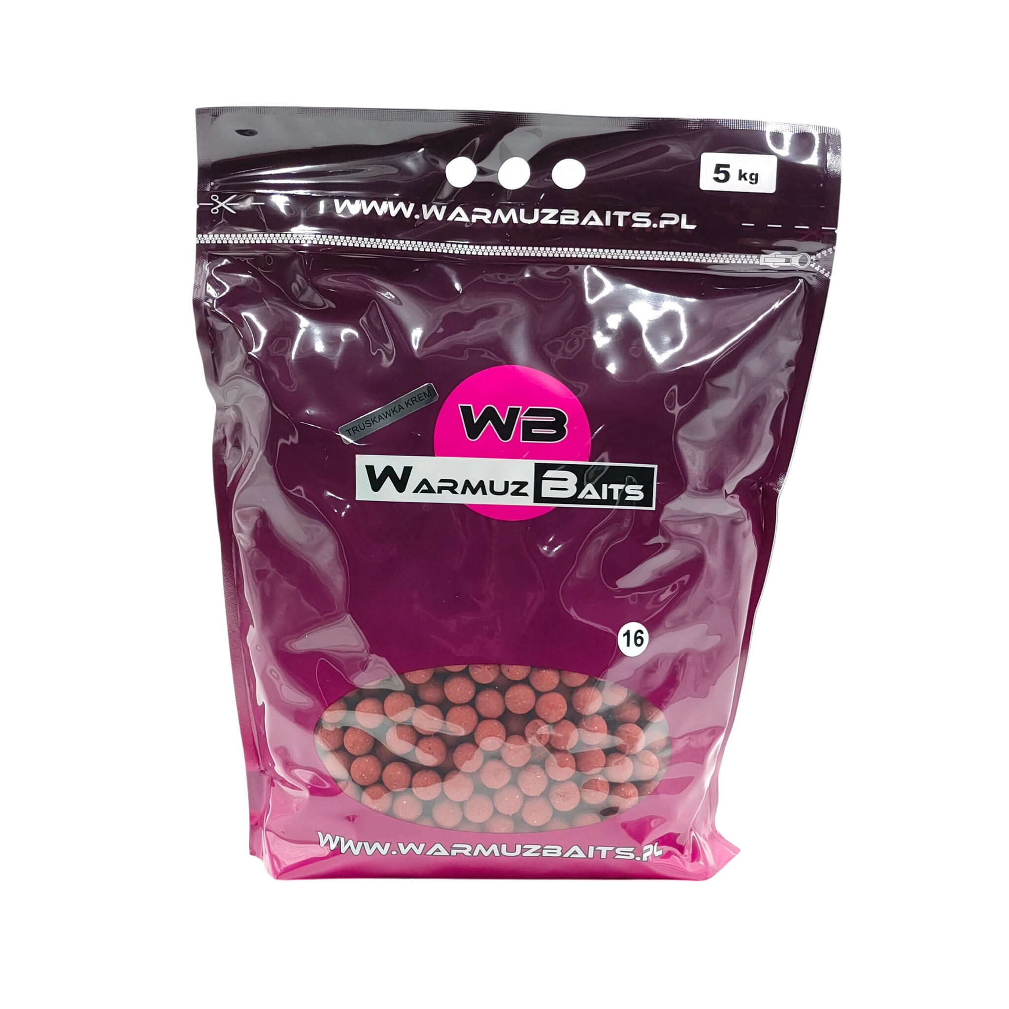 1704202669e1cf4866fed.jpeg Kulki zanętowe 16mm Warmuz Baits Worek 5kg TRUSKAWKA KREM - obrazek 1