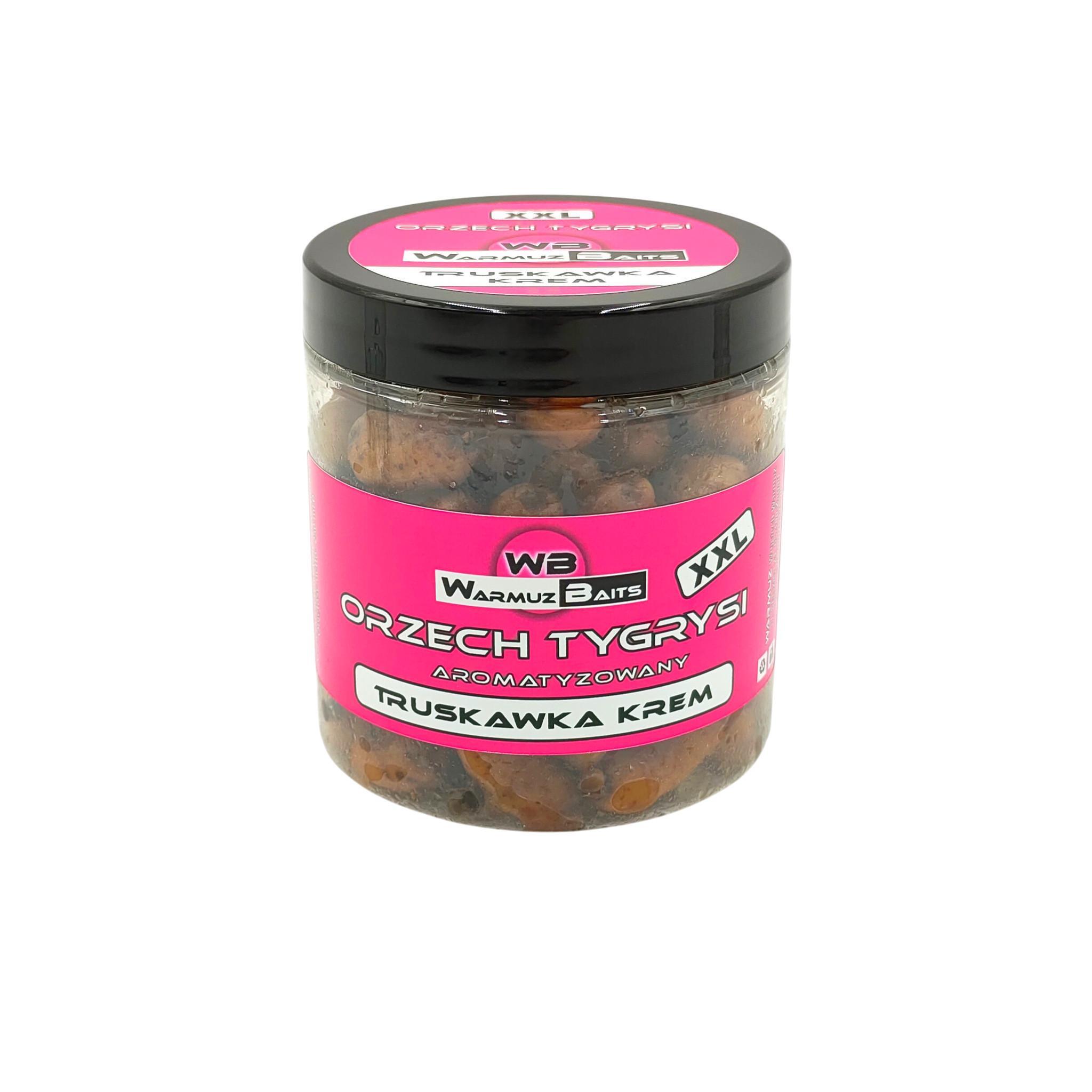 2404202669eb2cb9157e3.jpeg Orzechy Tygrysie XXL przynętowe Warmuz Baits 250ml TRUSKAWKA KREM - obrazek 1