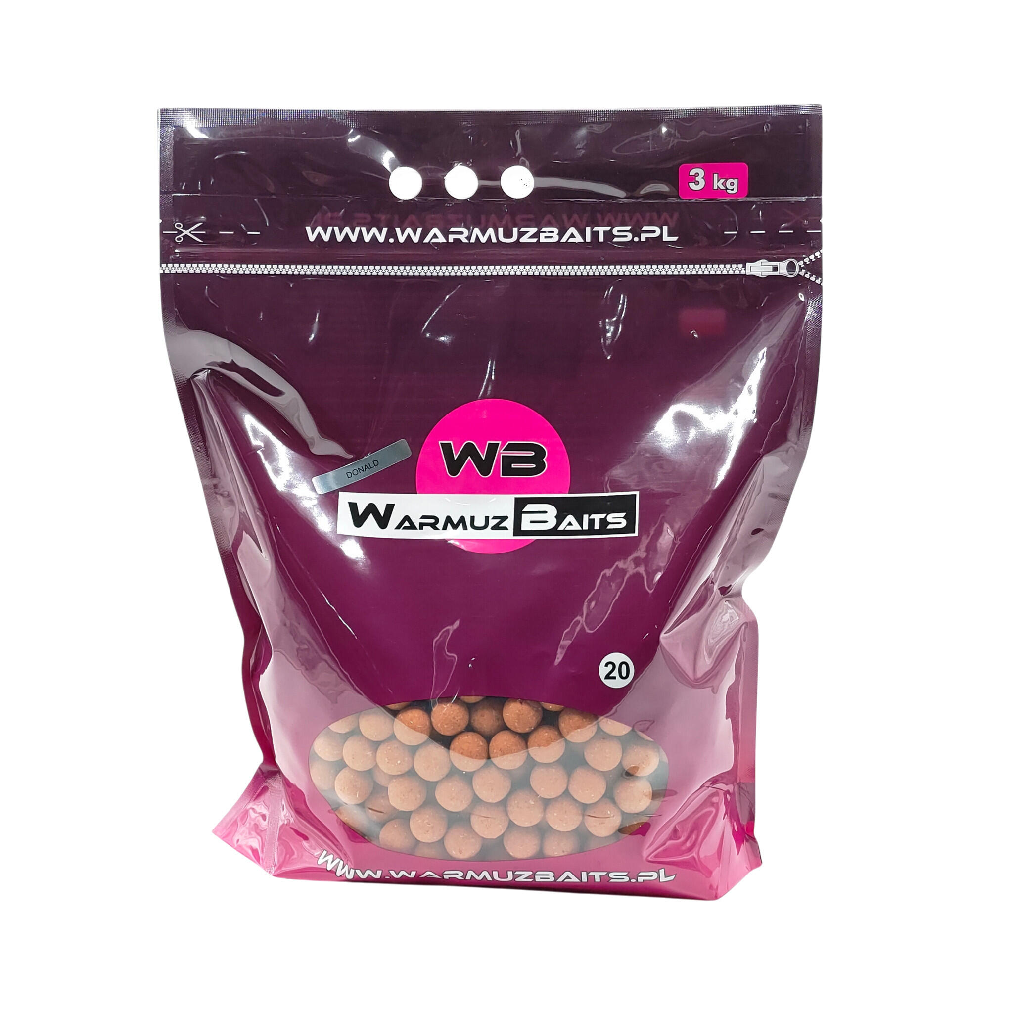 2404202669eb554a9e5cc.jpeg Kulki zanętowe 20mm Warmuz Baits Worek 3kg DONALD - obrazek 1