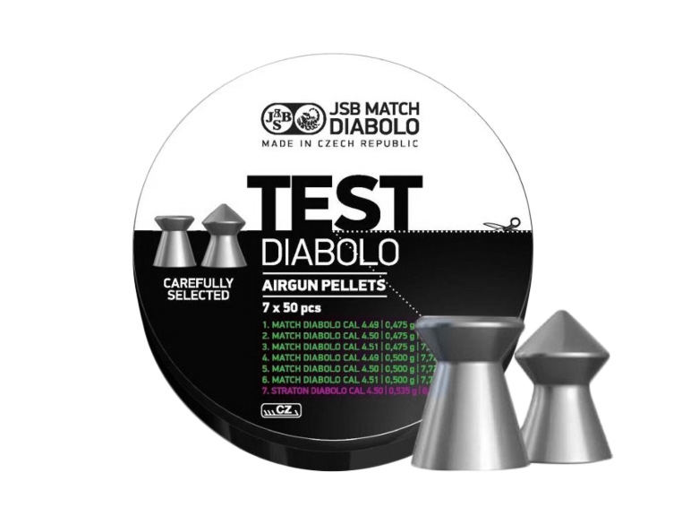 2504202669ec1f22bb51e.jpeg Śrut 4,5 mm Diabolo JSB Tester Match LG 350 szt. 0,520-0,535 g mieszany (002002-350) - obrazek 1