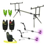 X2 Rodpod Deluxe - 2 wędki - sygnalizatory - zielony