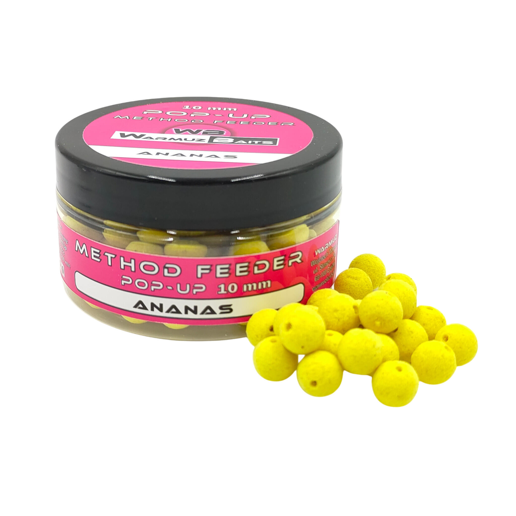 0205202669f55c2cdd6c0.jpeg Kulki Pływające Pop Up 10mm z dziurką Warmuz Baits 200ml ANANAS - obrazek 1