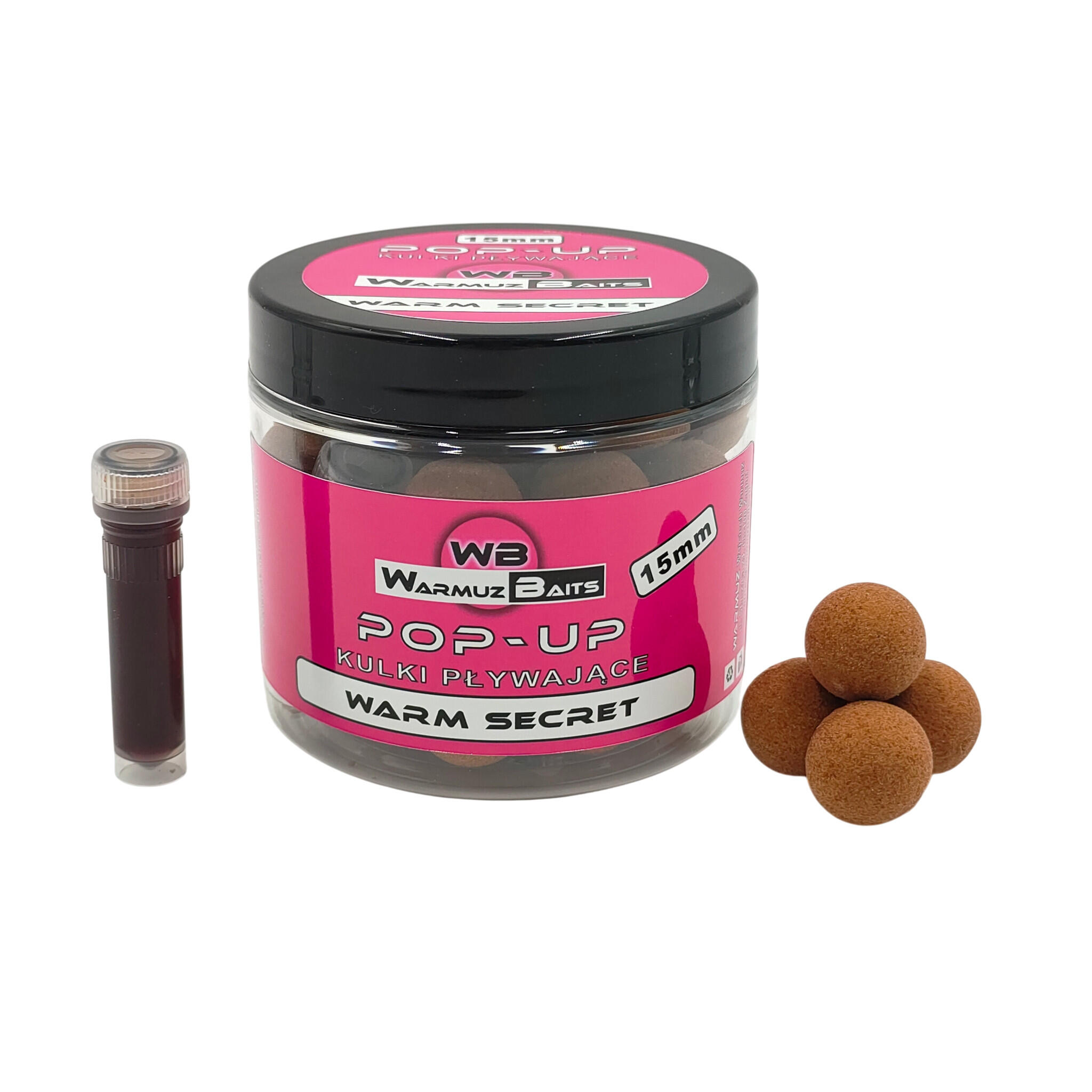 0205202669f582cb6178e.jpeg Kulki Pływające Pop Up 15mm + dopalacz Warmuz Baits 200ml WARM SECRET - obrazek 1