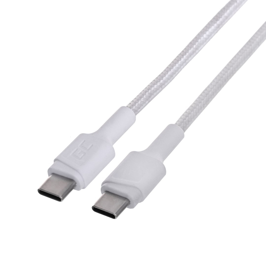 010620266a1d80e5dfa9e.jpeg GREEN CELL KABEL KABGC29W GC POWERSTREAM USB-C - USB-C 200CM, POWER DELIVERY 60W, ULTRA CHARGE, QC 3.0, BIAŁY - obrazek 1