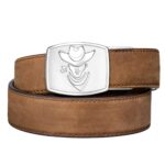 Pas Kore Essentials Cowboy Buckle Brown Buffalo Leather Gun Belt (COWBOY-WESTBRN)