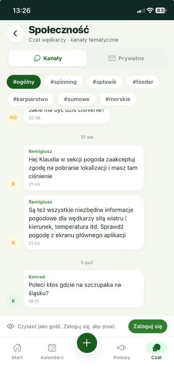 Wędkarska aplikacja – czat i wymiana doświadczeń między wędkarzami