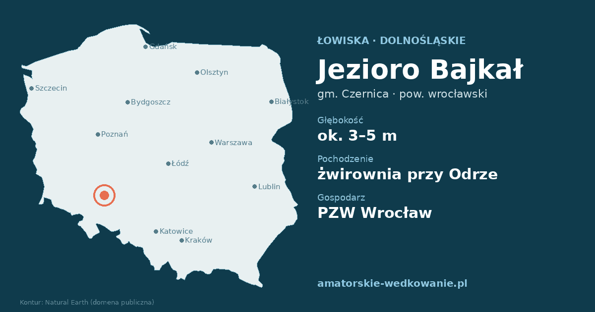 Jezioro Bajkał na mapie Polski – gmina Czernica, województwo dolnośląskie